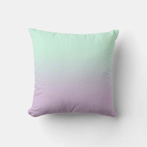 Pastel Aesthetic Mint And Lilac Gradient Ombre  Throw Pillow