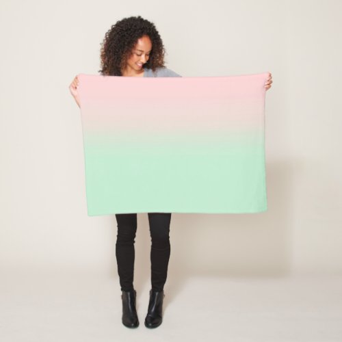 Pastel Aesthetic Muted Gradient Pink Mint Green   Fleece Blanket