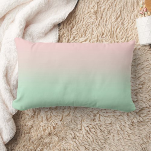 Pastel Aesthetic Muted Gradient Pink Mint Green   Lumbar Pillow