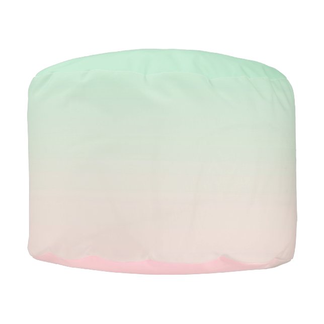Pastel Aesthetic Muted Gradient Pink Mint Green Pouf (Front)