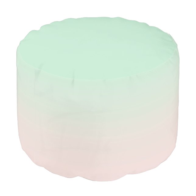 Pastel Aesthetic Muted Gradient Pink Mint Green  Pouf (Angled Back)