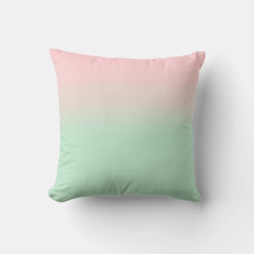 Pastel Aesthetic Muted Gradient Pink Mint Green   Throw Pillow