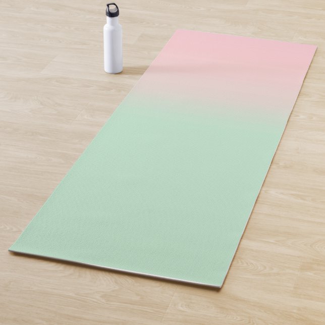 Pastel Aesthetic Muted Gradient Pink Mint Green Yoga Mat (In Situ)