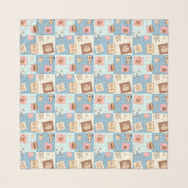 Pastel Aesthetic Patchwork Pattern Scarf (Front)