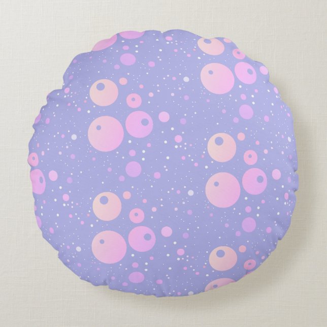 Pastel aesthetic purple dots pattern  round pillow (Front)