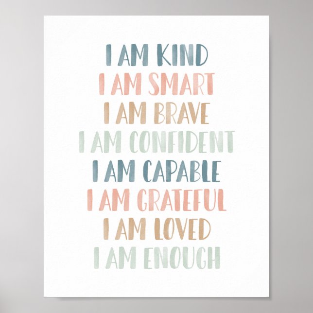 Pastel Affirmations for Kids Nursery Decor (Front)