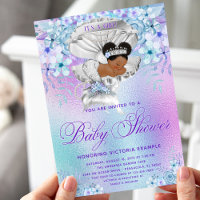 Pastel Afro Mermaid Baby Shower Invitation