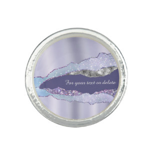 *~* Pastel  Agate Geode Silver Glitter Glam AP40 Ring