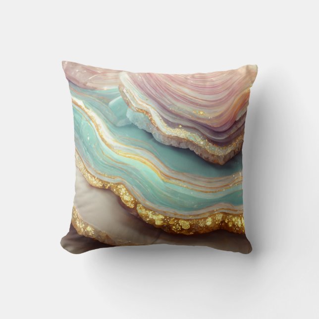 Pastel Agate Geode Stone Throw Pillow (Front)