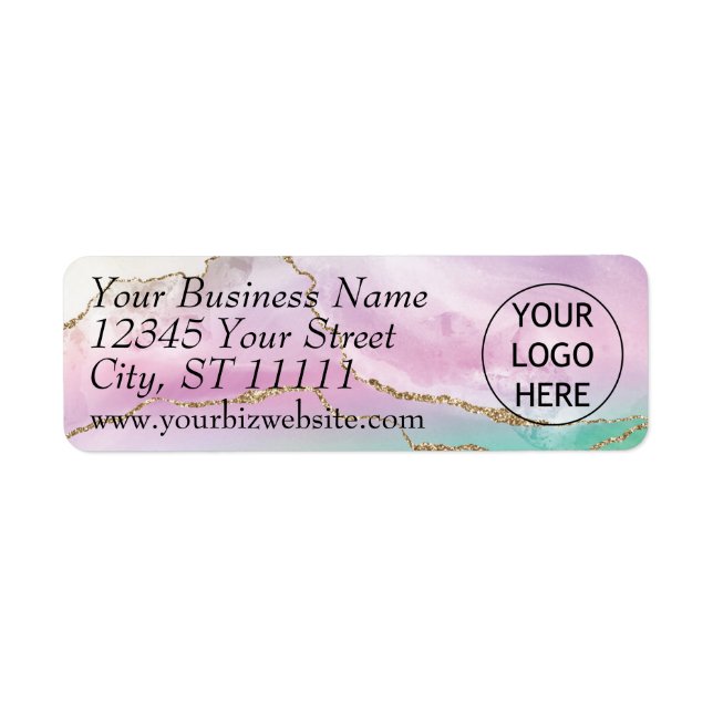 Pastel Agate Gold Glitter Return Address Label (Front)