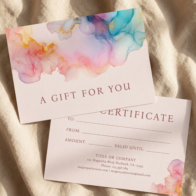 Pastel Alcohol Ink Gift Certificate Card (Creator Uploaded)