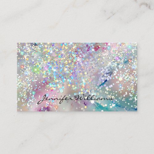 Pastel Alcohol Ink Holographic Glitter QR Code Business Card