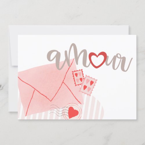 Pastel Amour Letter Heart Pink Valentine Greeting Holiday Card