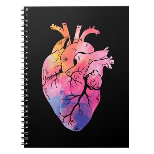 Pastel Anatomical Heart Colorful Cardiology Notebook