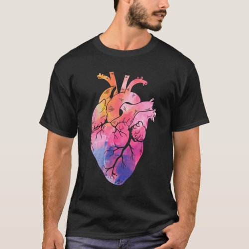 Pastel Anatomical Heart Colorful Cardiology T_Shirt
