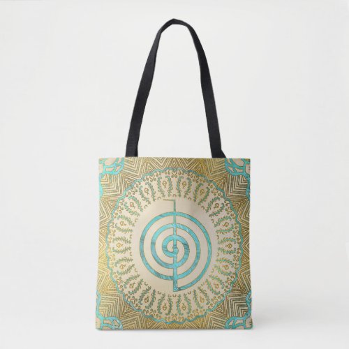 Pastel and Gold  Choku Rei Symbol in Mandala Tote Bag