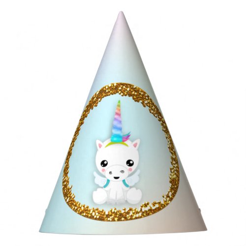 Pastel and Gold Glitter Unicorn Party Hat