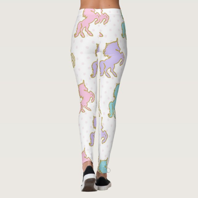Pastel and Gold Unicorn Leggings (Back)