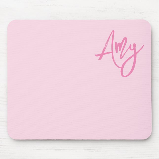 Pastel and Pink Brush Script Name Mouse Pad (Front)