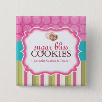 Pastel And Stripes Heart Shape Sugar Cookies Button by colourfuldesigns at Zazzle