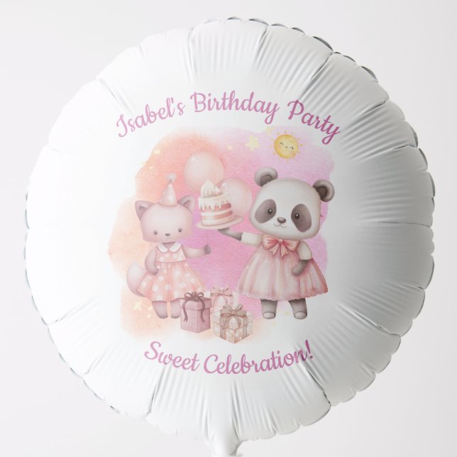 Pastel Animal Birthday Party Balloon (Front)
