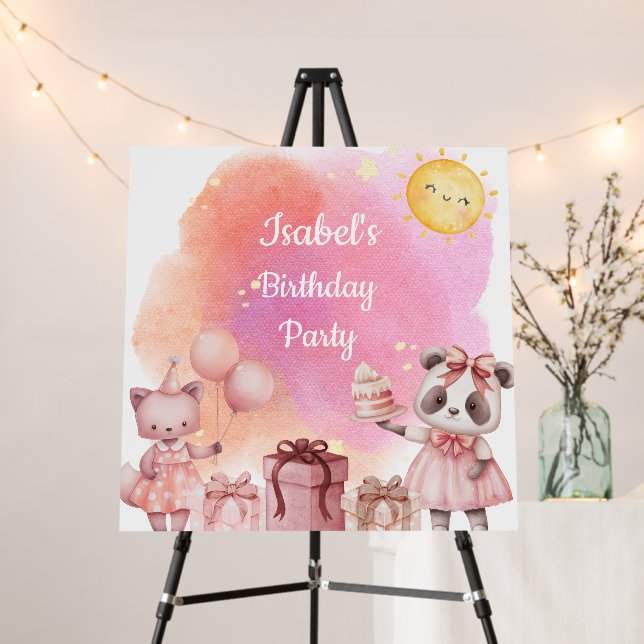 Pastel Animal Birthday Welcome Sign (In Situ (Stand))