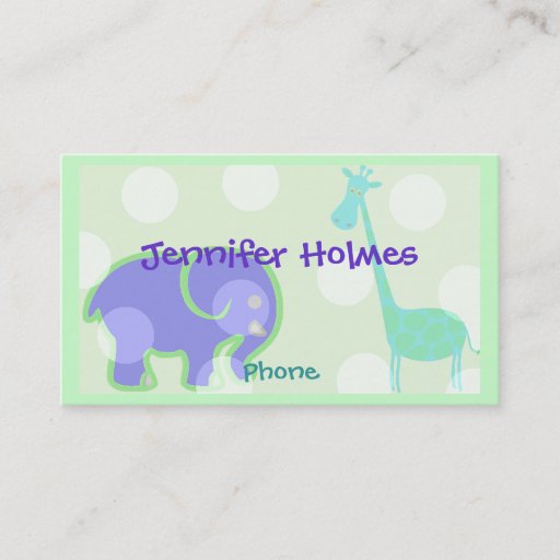 Customizable Pastel Animal Children's Calling Card Business Card Template