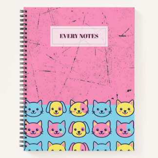 Pastel Animal Faces Split Notebook