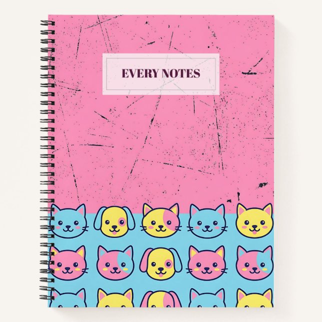 Pastel Animal Faces Split Notebook (Front)