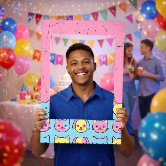 Pastel Animal Faces Split Selfie Frame