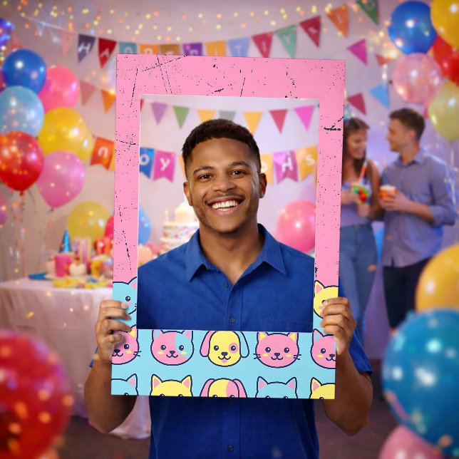 Pastel Animal Faces Split Selfie Frame (Party)