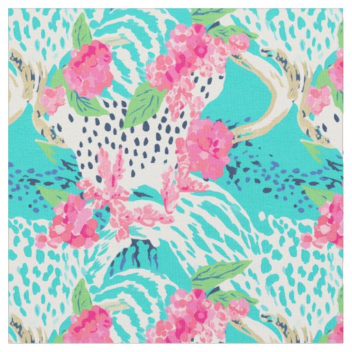 Pastel animal print with flowers fabric