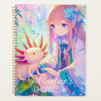 Pastel Anime Girl and an Axolotl Personalized