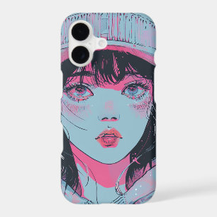 Pastel Anime Girl in Beanie Art iPhone 17 Case