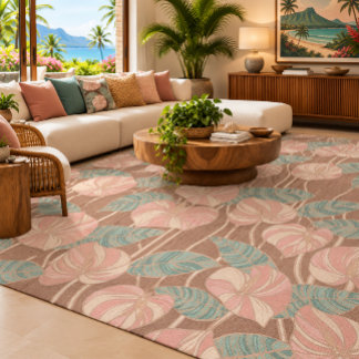 Pastel Anthurium Tropical Botanical Rug