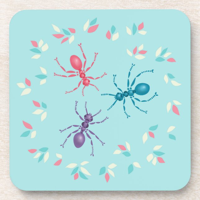 Pastel Ants Insect Lover Beverage Coaster (Front)