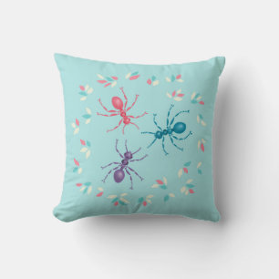 Pastel Ants Insect Lover Throw Pillow
