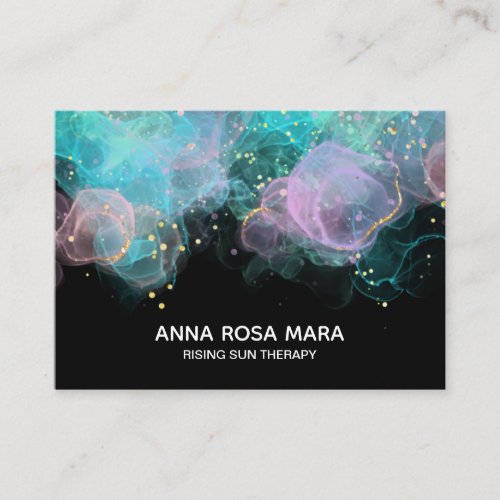  Pastel AP46 Gold Glitter Abstract Ink QR Logo Business Card