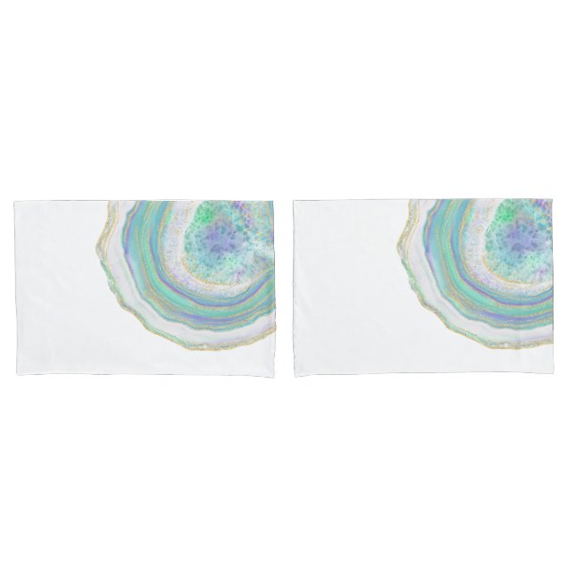 Pastel Aqua and Purple Agate Pattern Pillow Case (Front-Set)