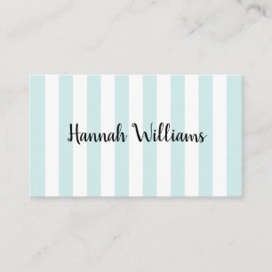 Pastel Aqua and White Stripes Business Card