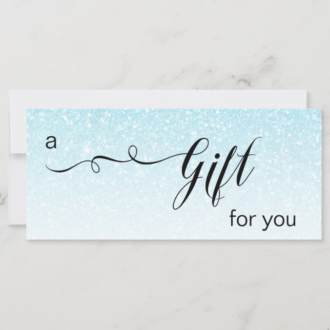 *~* Pastel Aqua Blue  Glitter Trendy Gift Card (Front)