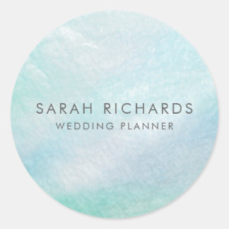 Pastel Aqua Blue Pretty Mother of Pearl Shell Classic Round Sticker