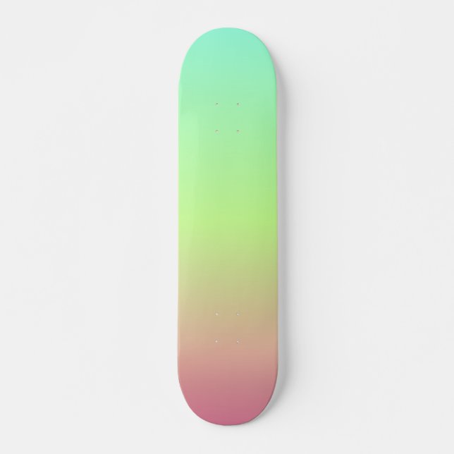 pastel aqua green, pink gradient colors blur skateboard (Front)