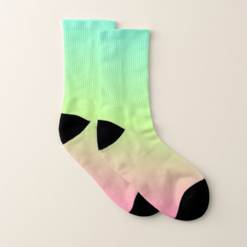 pastel aqua green pink gradient colors blur socks