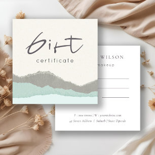 Pastel Aqua Grey Kraft Mountain Gift Certificate