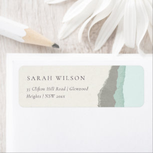 Pastel Aqua Grey Kraft Mountain Wave Address Label