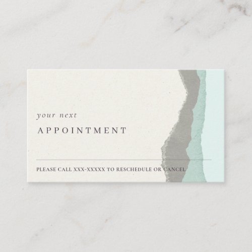Pastel Aqua Grey Kraft Mountain Wave Appointment Business Card