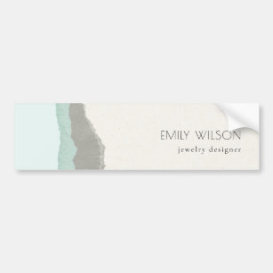 Pastel Aqua Grey  Kraft Mountain Wave Torn Edge Bumper Sticker