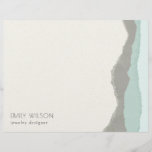 Pastel Aqua Grey  Kraft Mountain Wave Torn Edge Letterhead<br><div class="desc">If you need any further customisation please feel free to message me on yellowfebstudio@gmail.com.</div>