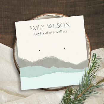 Pastel Aqua Kraft Mountain Wave Earring Display Square Business Card by JustJewelryDisplay at Zazzle
